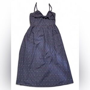 Blue Rose Navy Blue Maxi Dress with Small Hearts With Pockets Size XS Spring